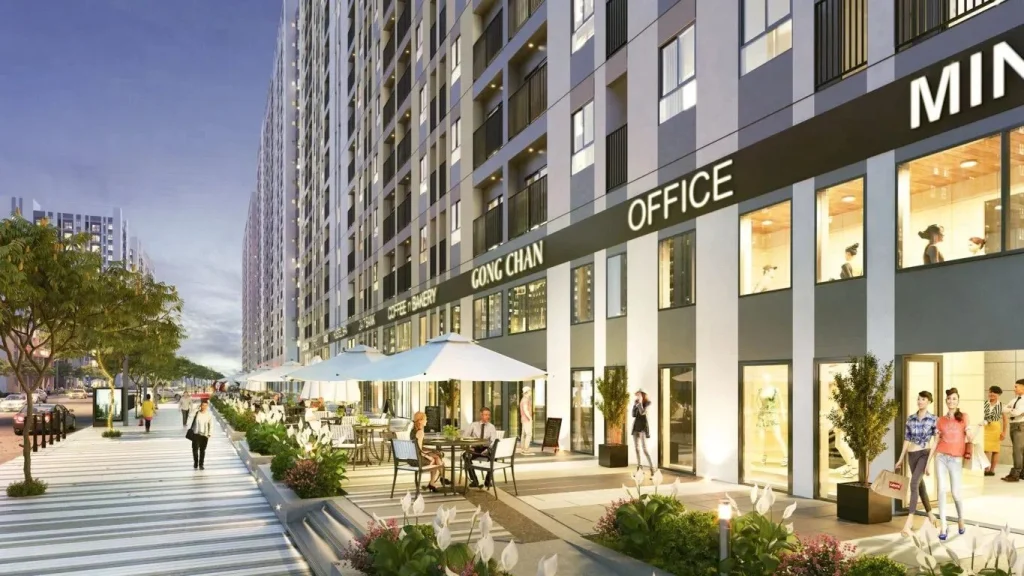 Shophouse chan de can ho chung cu