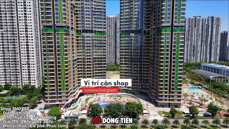 Bán shop chân đế lumiere evergreen tmdv02 vinhomes smart city – đang cho cafe thuê 133 triệu/tháng