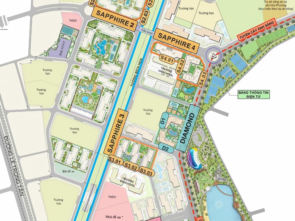 Vị trí phân khu sapphire 4 vinhomes smart city